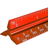 Architectural Scale Ruler, 12" Aluminum Architect Scale, Triangular Scale, Scale Ruler for Bluepr...