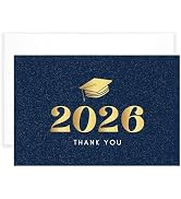 Nihuecne 50 Pack 4" x 6" Graduation Thank You Cards with Self-adhesive Envelopes and Gold Foil fo...