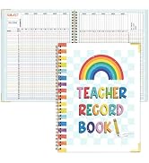 Teacher Record Book Spiral Bound Teacher Grade Book with Metal Corner Protector, 100gsm Thick Pap...