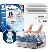 TAILI 8 Pack Vacuum Storage Bags for Travel, Cube Medium Size (25x19x11 inch), Reusable Space Sav...