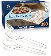390 Count Clear Plastic Spoons Disposable,Extra Heavy Duty Disposable Spoons bulk, BPA-Free & Hea...