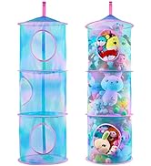 Basumee Stuffed Animal Net or Hammock 2Pcs Hanging Stuffed Animal Storage 3 Compartments Toy Net ...