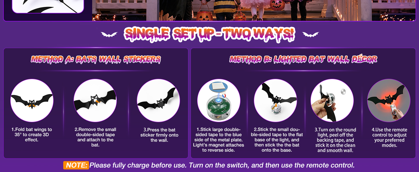 light up wall decor 3d bats for halloween