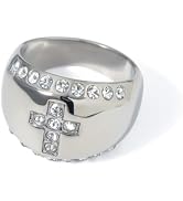 Elurent 18K Gold & Silver Cross Band Ring for Women Men | Stainless Steel Pave CZ Religious Ring ...