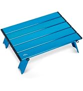 iClimb Ultralight Compact Mini Beach Picnic Folding Alu. Table with Carry Bag, Two Size (Blue - S)