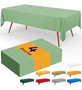 Smiry Disposable Table Cloth - 4 Pack, 60 x 140 Inch Waterproof Rectangle Tablecloths for Parties...