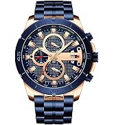 FANMIS Mens Luxury Watches Business Chronograph Dress Waterproof Stainless Steel Analog Quartz Wr...