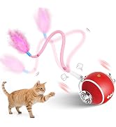 PANRIO Interactive Cat Toys for Indoor Cats,3 Modes Electric Moving Cat Ball with Feather Tail,80...