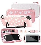 FUNDIARY Carrying Case for Switch 2 Joycon with Sakura Design, Cute Accessories with Slim Portabl...