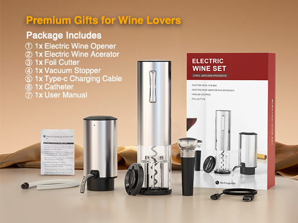 Electric Wine Opener Set, 4 in 1 Electric Wine Bottle Opener