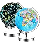 Exerz Illuminated World Globe 9.1 Inches LED Constellation Lamp Metal Base | Cable Free Day and N...