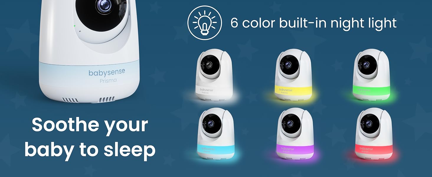 Babysense Prisma Video Baby Monitor with camera and audio, 6 color Night Light