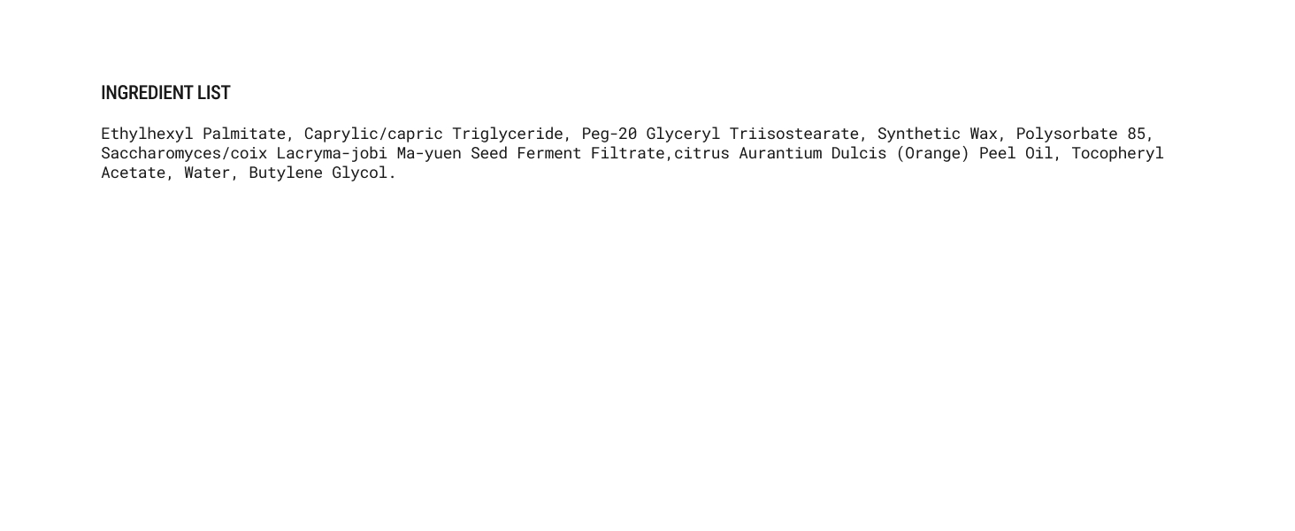INGREDIENT LIST