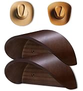 Cowboy Hat Holder Rack for Wall, 2 Pack Hat Hooks with Non-Damage Brim Design, Rustic Wood Hats H...