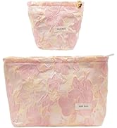 getgto 2 Pcs Makeup Bags, Large Cosmetic Bag Travel Toiletry Bag Organizer for Women, Embroidery ...