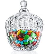 kanpura 11.5 oz Clear Glass Candy Dish with Lid Small Candy Jars with lid Glass Jar for Office De...