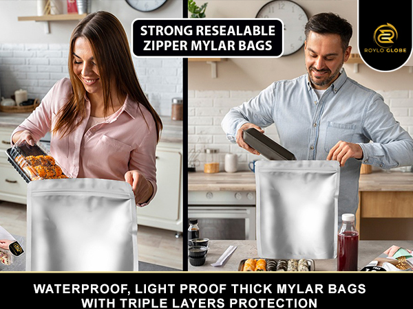 mylar bags with oxygen absorbers, mylar bags for food storage, mylar bags 1 gallon, milar bags