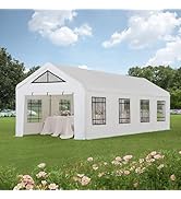 Sunjoy 12 x 30 ft. Party Wedding Tent, Outdoor Heavy Duty Gazebo, Steel Frame PVC Canopy Carport ...