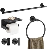 TURS Matte Black 5-Piece Bathroom Hardware Set Towel Bar Set SUS304 Stainless Steel Towel Racks f...