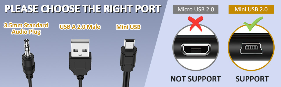 USB2.0 Charging Cord to Mini B Male and 3.5mm Jack Plug Audio Cable for iHome IHM60 IHM61 IHM59