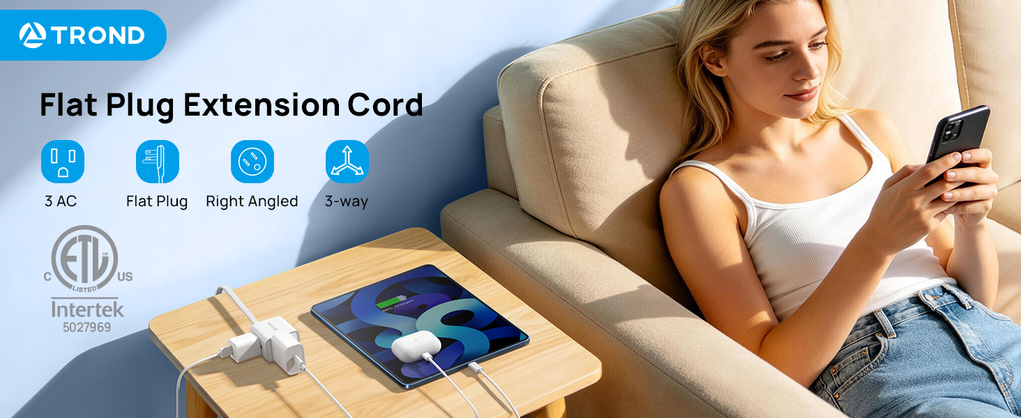 Flat Plug Extension Cord