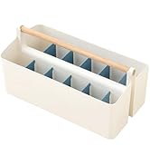Vidifor Art Supply Organizers Caddy with Handle, Desk, Makeup Caddy and Tote (White+Blue, Large)