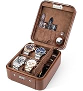 KAMIER Watch Case with Combination Lock - 4 Watch Storage and Jewelry Organizer - Watch Travel Ca...