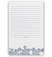 Indigo Blue Floral Notepad, 100 Sheets (5x8 - Lined)