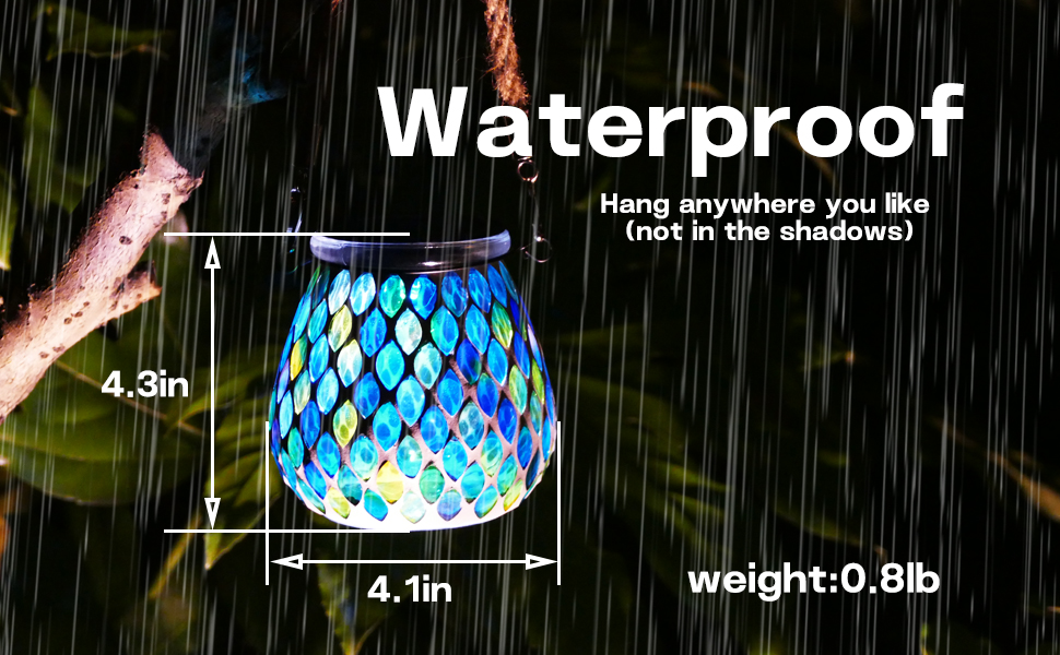 waterproof,Hang anywhere you like (not in the shadows)