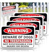 Beware of Dog Signs 4 Pcs 12" x 8" Rust-Proof Dog Warning Sign No Trespassing Sign for Home Farm ...
