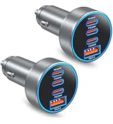 98W USB C Car Charger, 4-Port PD Super Fast Charging Type C Car Charger for Multiple Devices (Gray)