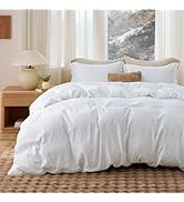 Bedsure White Duvet Cover Queen Size - Soft Double Brushed Bedding Set for Kids & Adults, Zipper ...