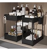 Sevenblue 2 Pack Under Sink Organizer, Under Bathroom Cabinet Organizer with Hooks Hanging Cup, M...