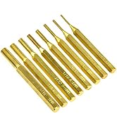 ToolTreaux Brass Pin Punch Set for Crafting Woodworking Assorted Sizes - 8pc