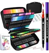 120 Colors Dual Tip Brush Pens Art Markers for Adult Coloring Books, Artist Drawing Sketch Marker...