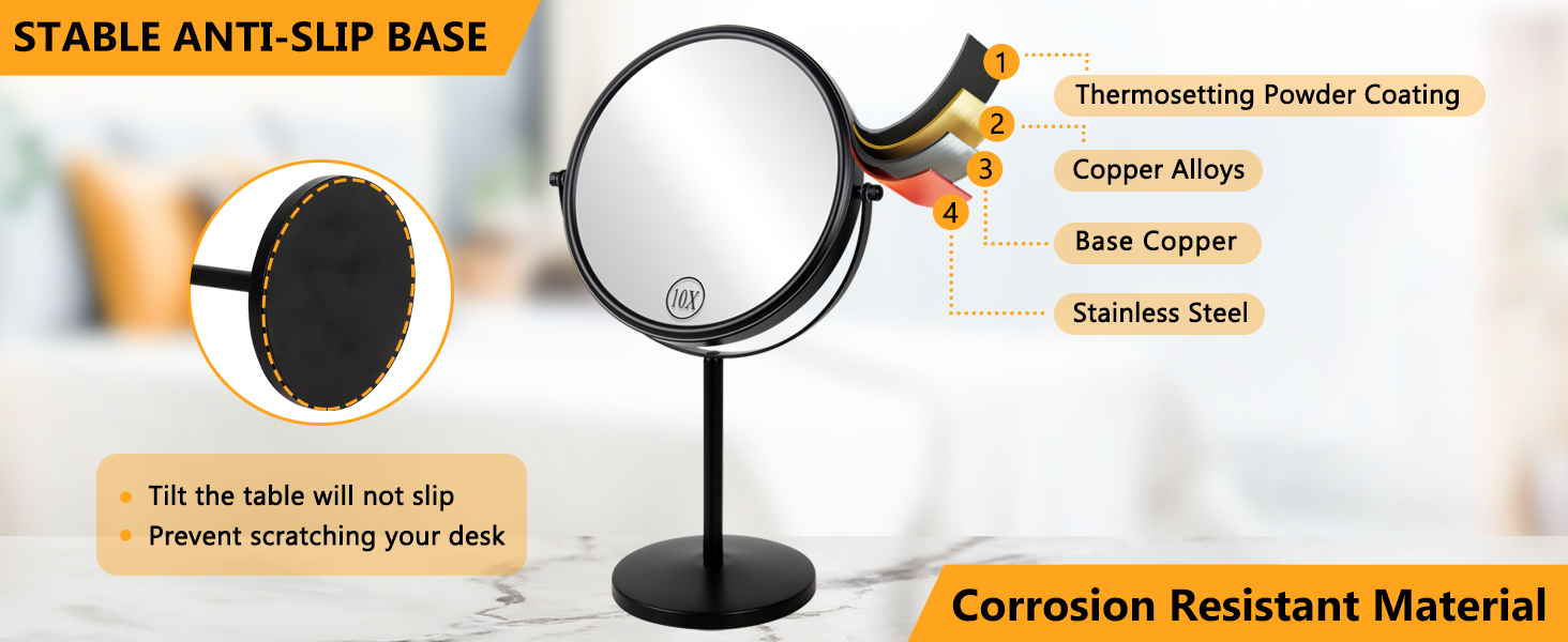 black finished makeup mirror