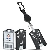 DELSWIN Tactical ID Badge Holder with Retractable Clip, Heavy Duty Retractable Keychain with ID C...