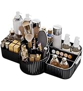 DASITON Large Makeup Brush Holder,Rotating Makeup Organizer,Vintage Striped Cosmetic Organizer,Ma...