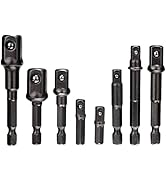KEWAYO 8 Pcs Extension Bar Set, 1/4 In Hex Shank Extension Square Driver Drill Bit to Drive 1/4 I...