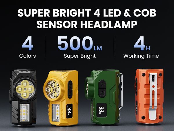 SUPER BRIGHT 4 LED & COB SENSOR HEADLAMP