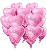 15 Pcs Valentine Day Balloons, 18 Inch Heart Foil Balloons, Pink Love Balloons for Birthday Party...