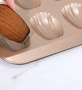 LIFVCNT 2 Pack Madeleine Pans, 12-Cavity Heavy Duty Nonstick French Shell Shape Baking Mold, Carb...