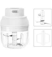 Electric Garlic Chopper with Eggbeater, 250ML Garlic Mincer Mini Food Chopper 2 in 1, Masher Onio...