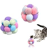 Andiker Cat Ball Toy, 2Pcs Durable 2.5in Cat Toy Interactive Balls with 3 Bells to Attract Cat At...