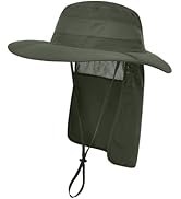 ZEXIAN Men&Women Foldable Outdoor Sun Hat with Packable Neck Flap, UV Sun Protection Wide Brim Sa...