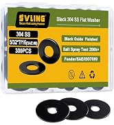 SVLING 300PCS 5/32" x 7/16" Flat Washers, Black Oxide 304 Stainless Steel 18-8, 5/32" ID x 7/16" ...