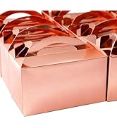 TIMESEEK 30-Pack Rose Gold Gable Treat Boxes with Handles, 6" Pop-Up Party Favor Gift Boxes for B...