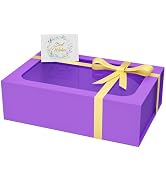 PSHVYM Large Gift Box with Window, 13.5x9x4.3 In Purple Gift Box for Presents Magnetic Lids Colla...