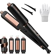 FMZ Flat Iron Hair Straightener Crimper Curler, 4 in 1 Professional Ionic Hair Styling Irons for ...