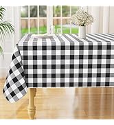 misaya Rectangle Waterproof Vinyl Table Cloth, Buffalo Flannel Backed Tablecloth, Wipeable Plasti...